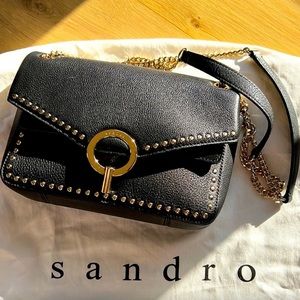 Sandro Yza Black Pebble Leather bag